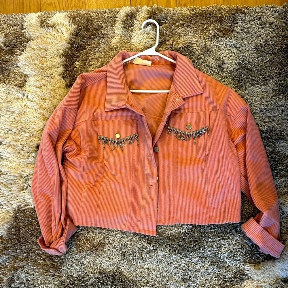 NWOT Savanna Jane Cropped Pink Jean Jacket